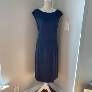 St. John Collection Raven Grey Cap Sleeve Knit Midi Dress